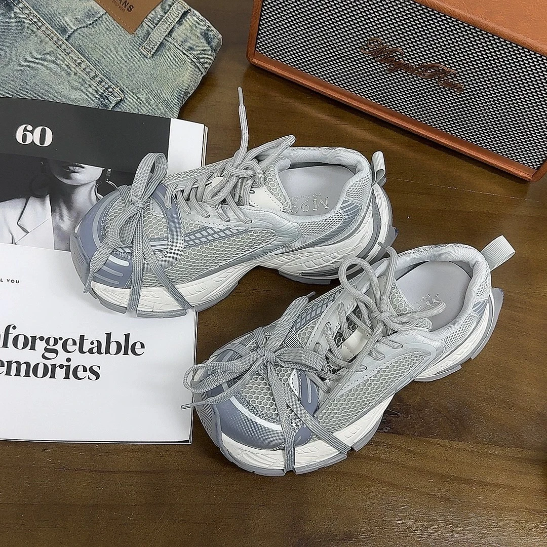 907-6真皮厚底老爹鞋女2025春季新款运动鞋女鞋潮小众设计