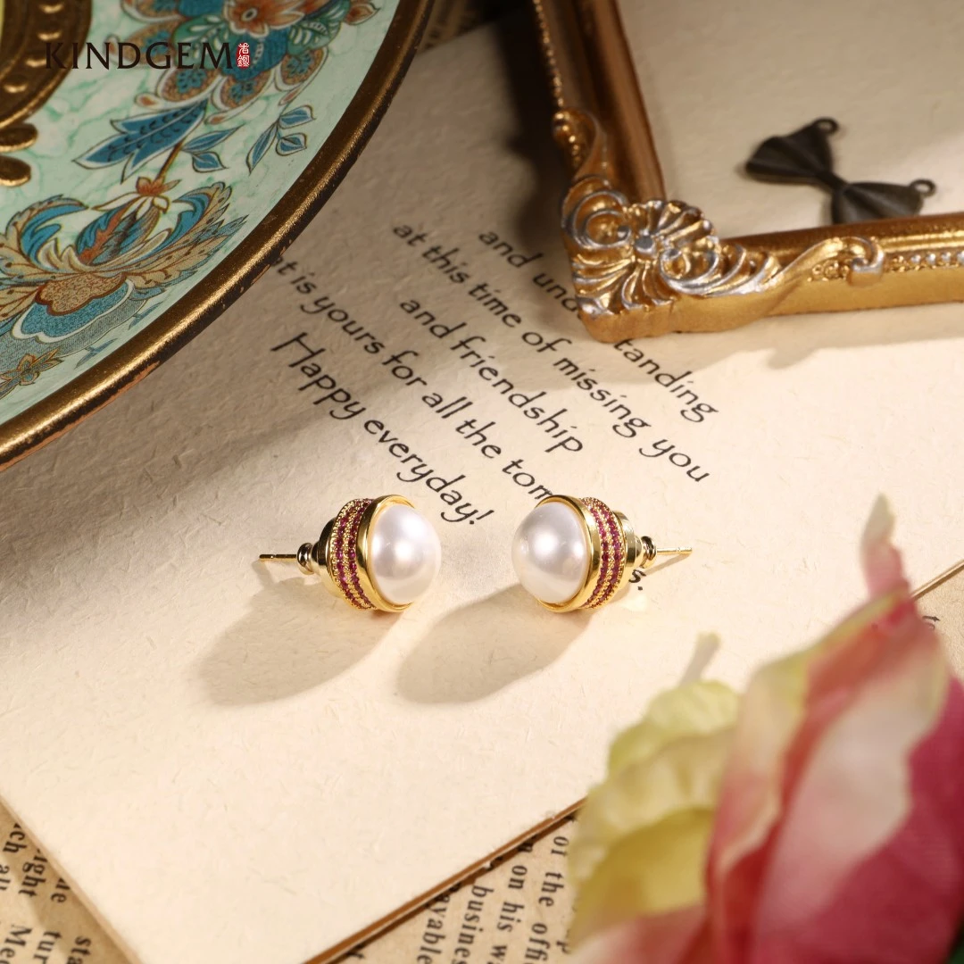 铜合金锆石耳饰 法式复古镶嵌时尚小众个性耳环 CZ365XMHC-28052