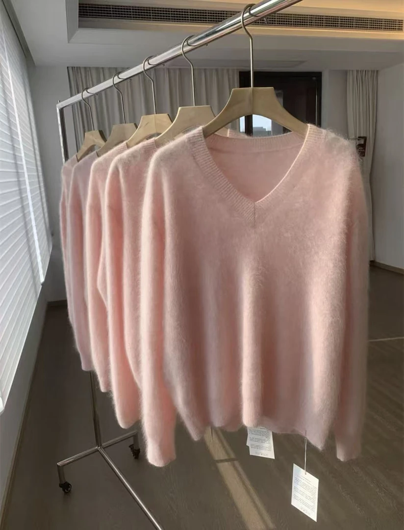 【鑫绒毛衣】V领修身型纯色薄款正肩袖羊绒衫F081