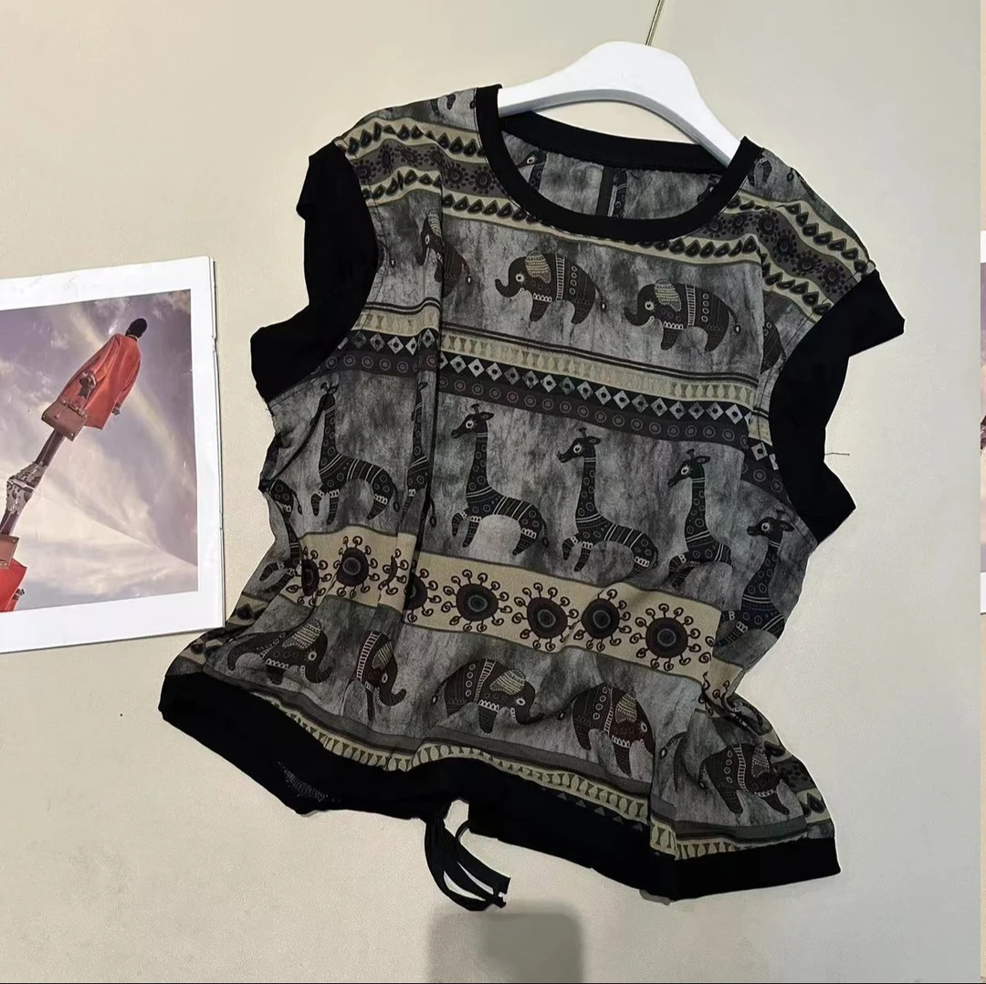 《运费补贴》欧洲站夏款圆领设计感洋气时尚百搭无袖显瘦上衣款T恤