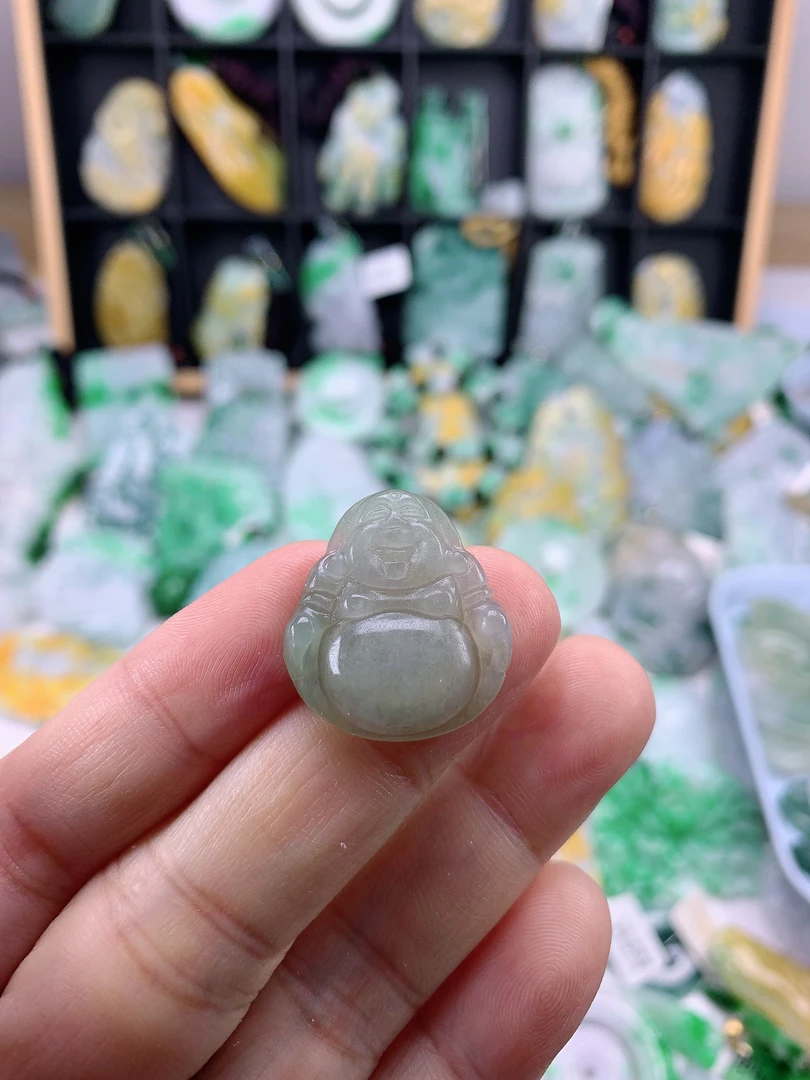 缅甸天然A货翡翠佛公吊坠25.1-22.4-4.8