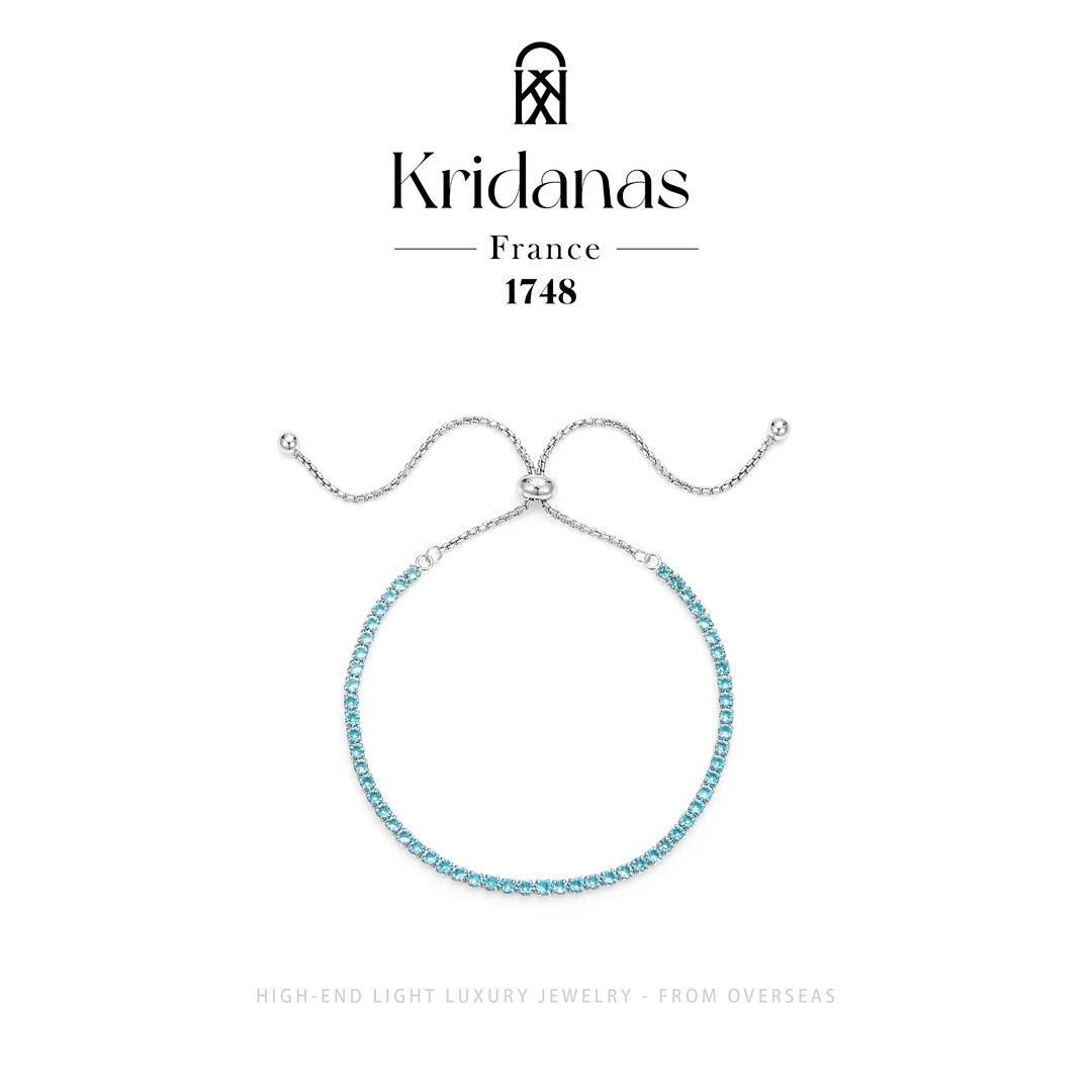 925银【罗纳河星夜】Kridanas假日蓝色排镶手链F4903