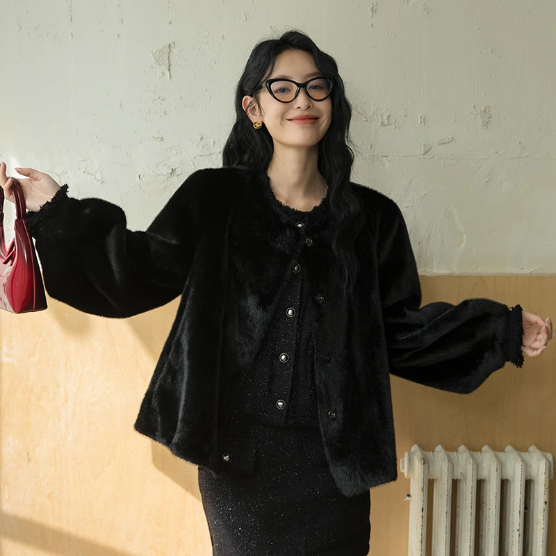 中古千金貂夹克丨进口环保水貂毛毛大衣年轻皮草貂绒毛外套8817