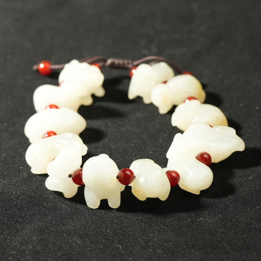 清代和田白玉十二生肖手串LLFF2502213003