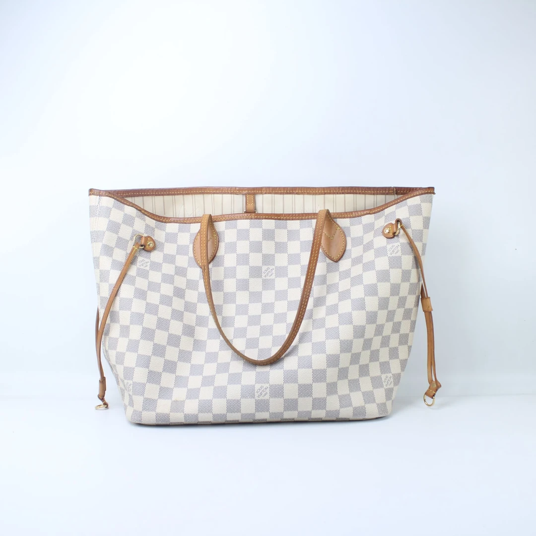 90新 LouisVuitton/路易威登 AR4162白棋盘格中号NF单肩腋下包