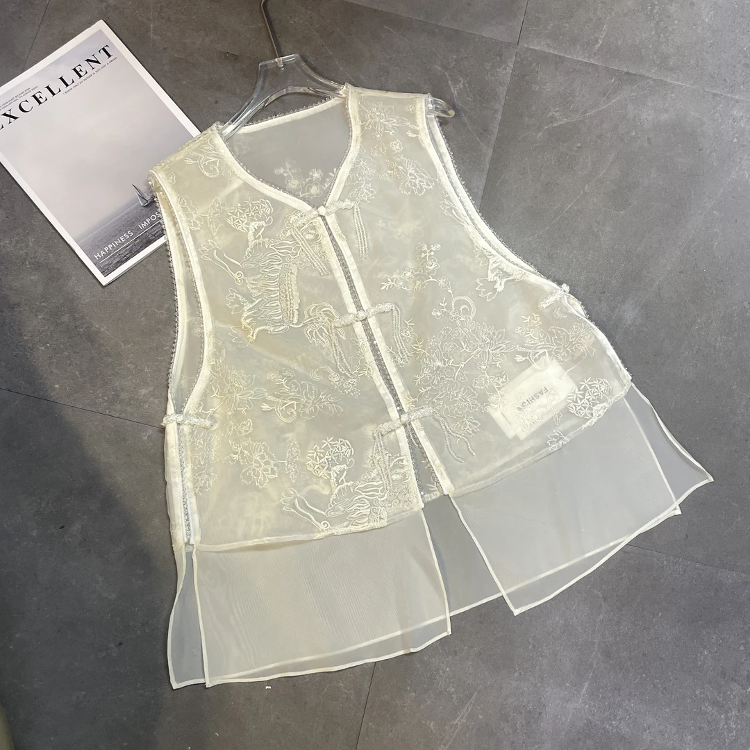 【水晶】新中式国风提花马甲新款高级感马甲绣花上衣052