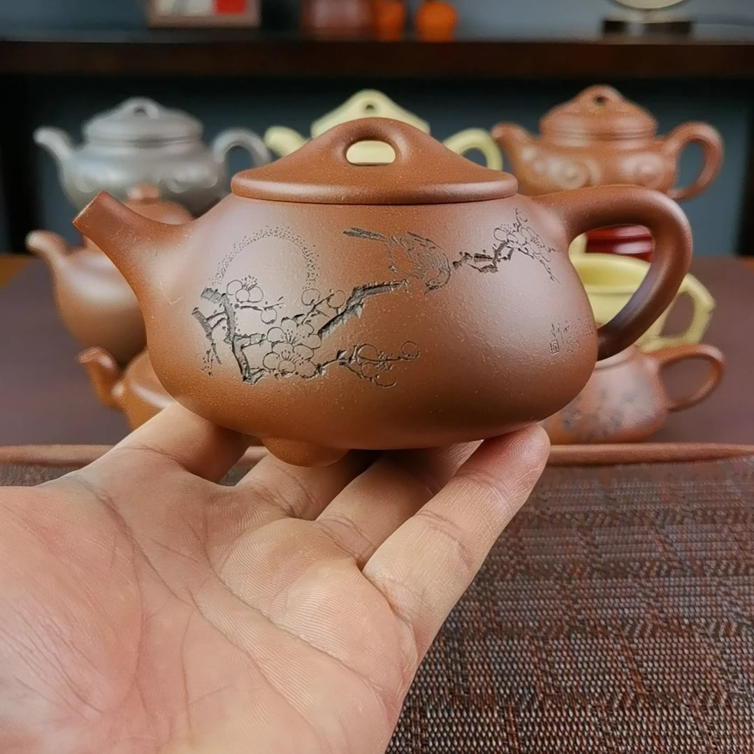 紫砂茶壶底槽清景舟石瓢350CC
