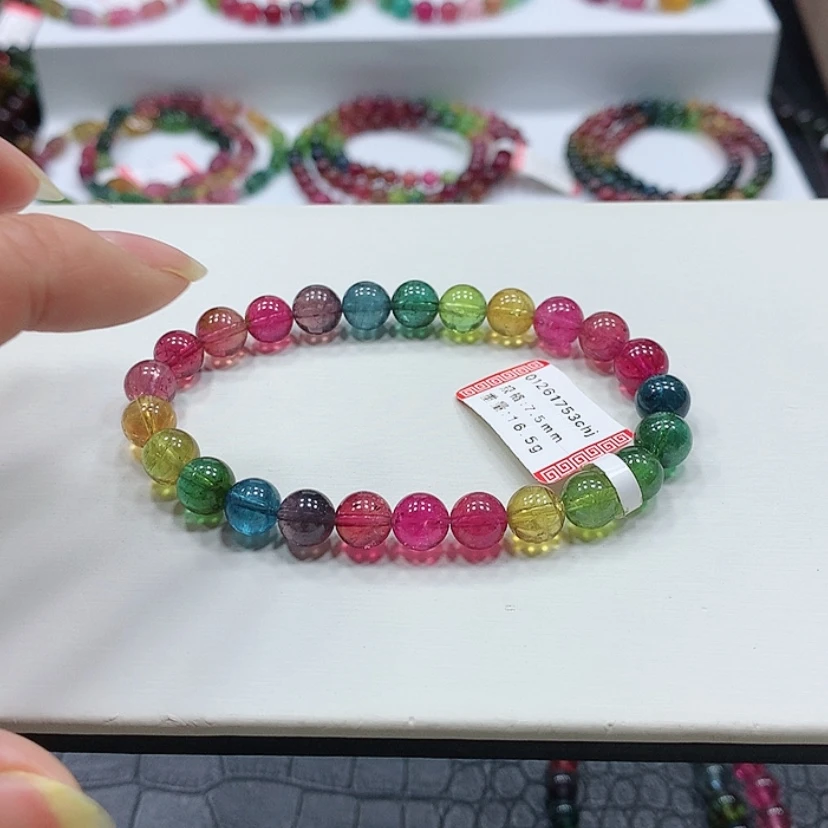 【闪购商品】碧玺手链未镶嵌?****?老矿彩虹色标碧玺手链