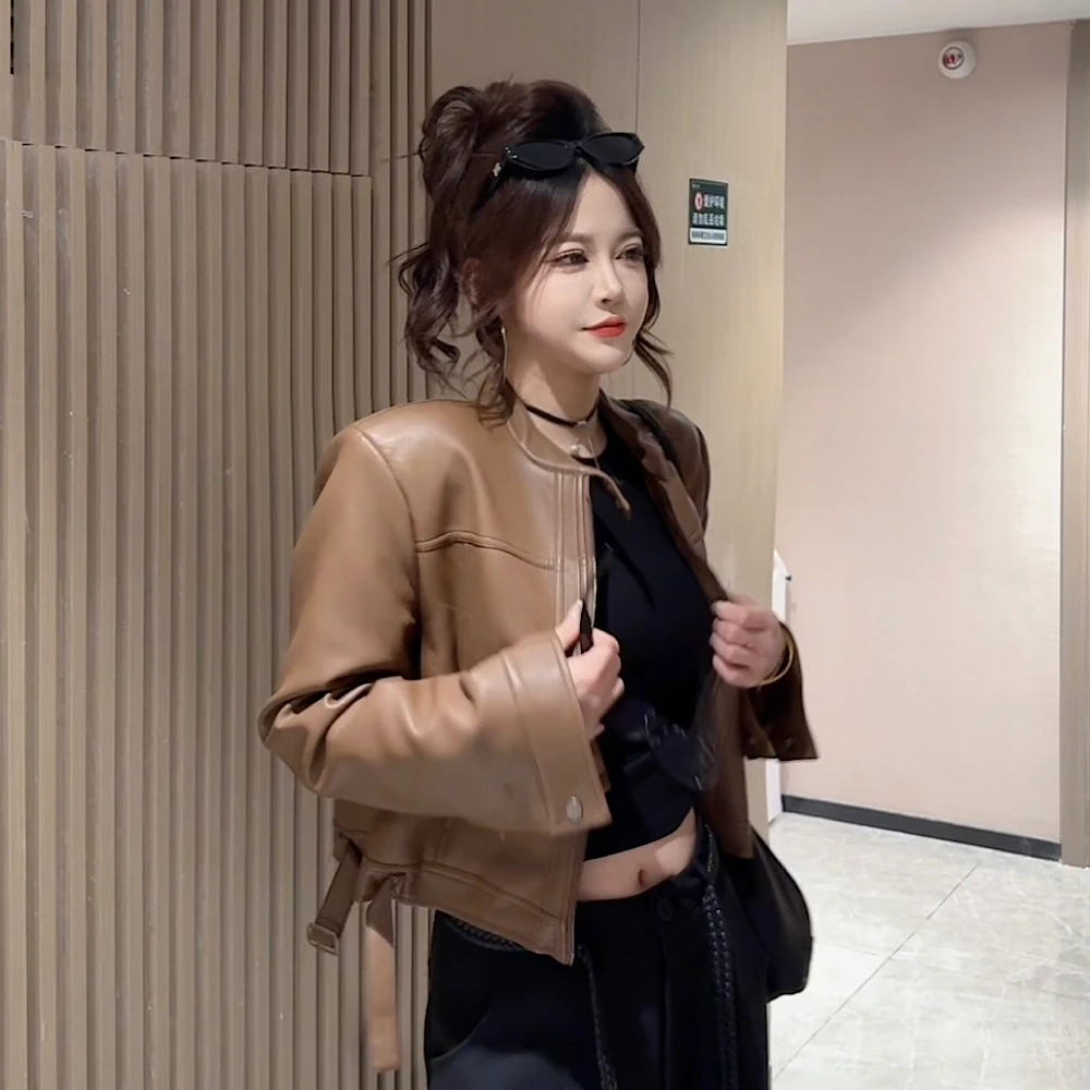 【CCDZ】秋冬新款韩版百搭短款皮外套女