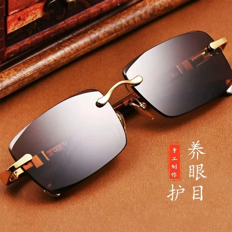 【厂家直销】新款男士无框切边太阳镜时尚开车钓鱼司机墨镜防紫外线