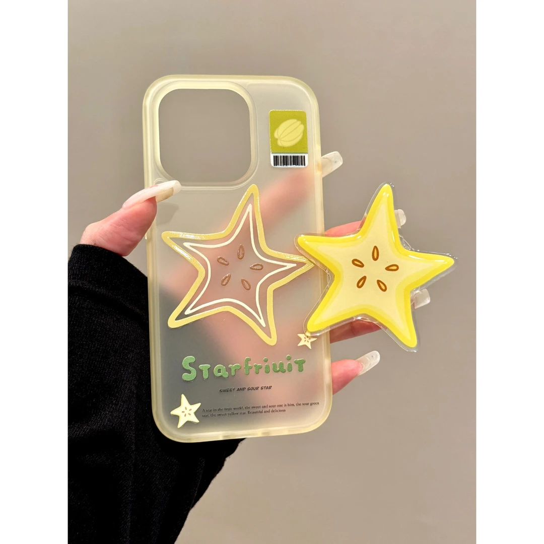 适用苹果iphone16promax磨砂杨桃15pro创意韩风14支架13ins手机壳