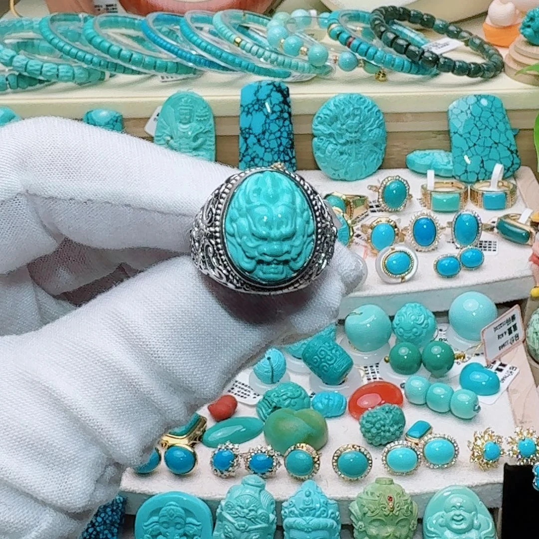 绿松石银S925镶嵌戒指