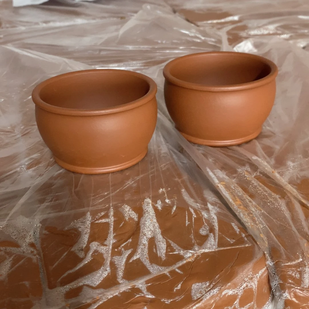 紫砂茶壶原矿赵庄朱泥主人杯两只（试料）