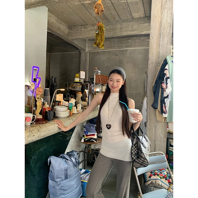 【初夏背心】春夏精致时髦修身显瘦外穿纯色中长款针织背心打底衫