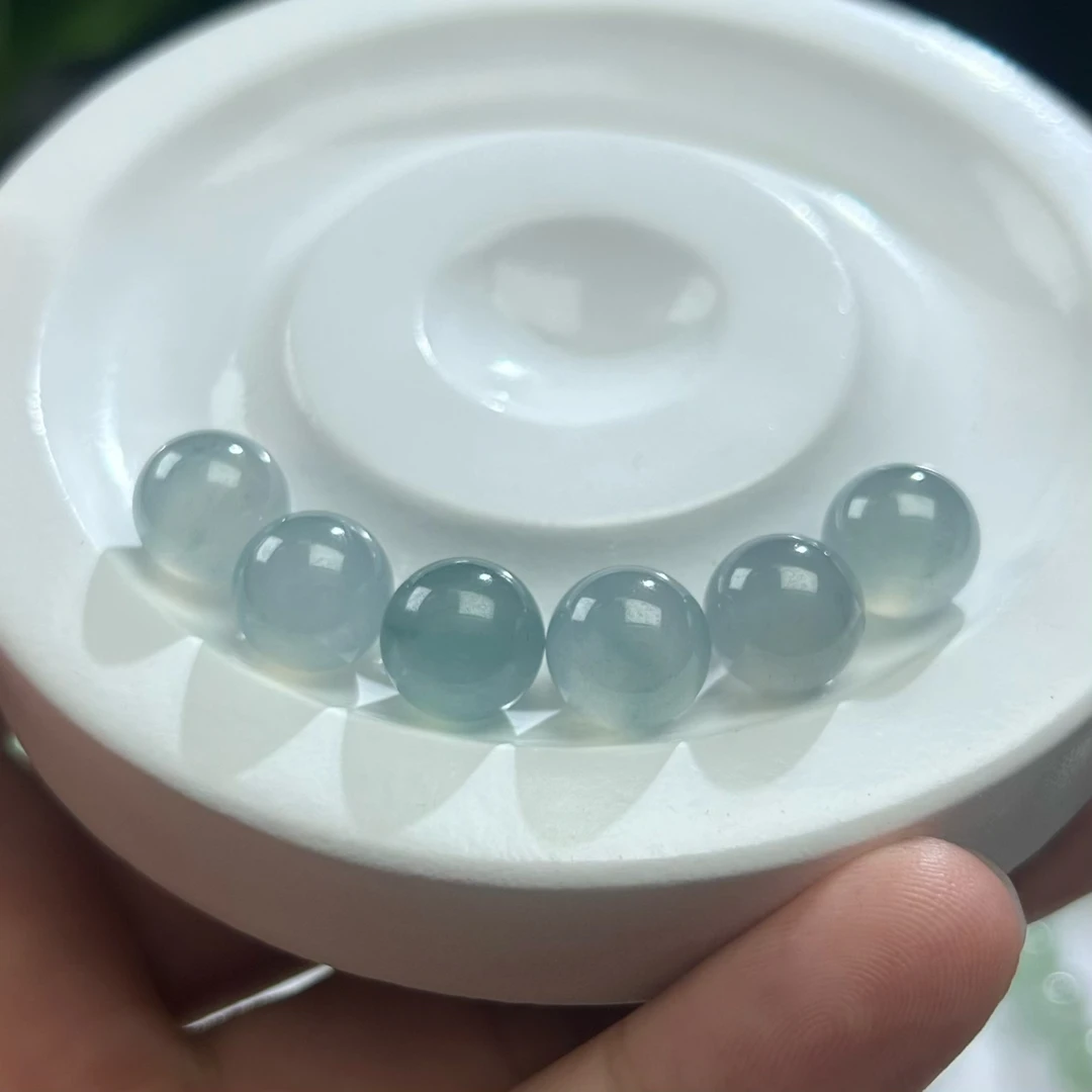 卡10.3翡翠散珠 冰种蓝紫底 天然缅甸A货翡翠圆珠 多样性发其一