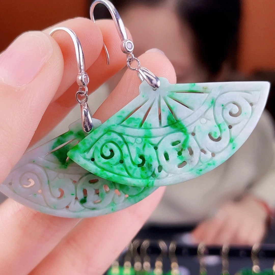 翡翠银S925镶嵌耳饰