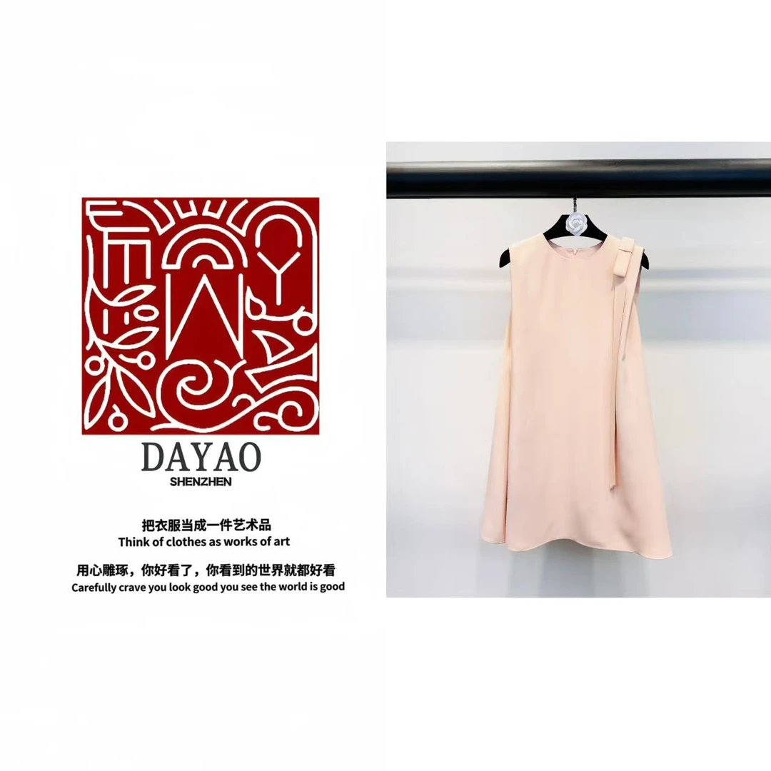 「DAYAO」25s粉初恋公主裙设计感裁片拼接蝴蝶结优雅连衣裙WYS25347