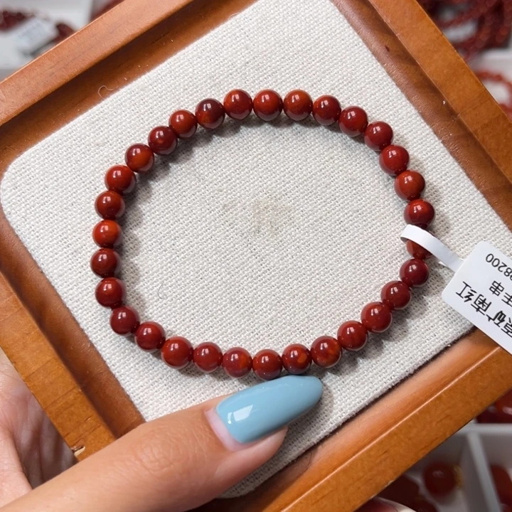 南红玛瑙未镶嵌手链精品满肉牛血红6mm圆珠