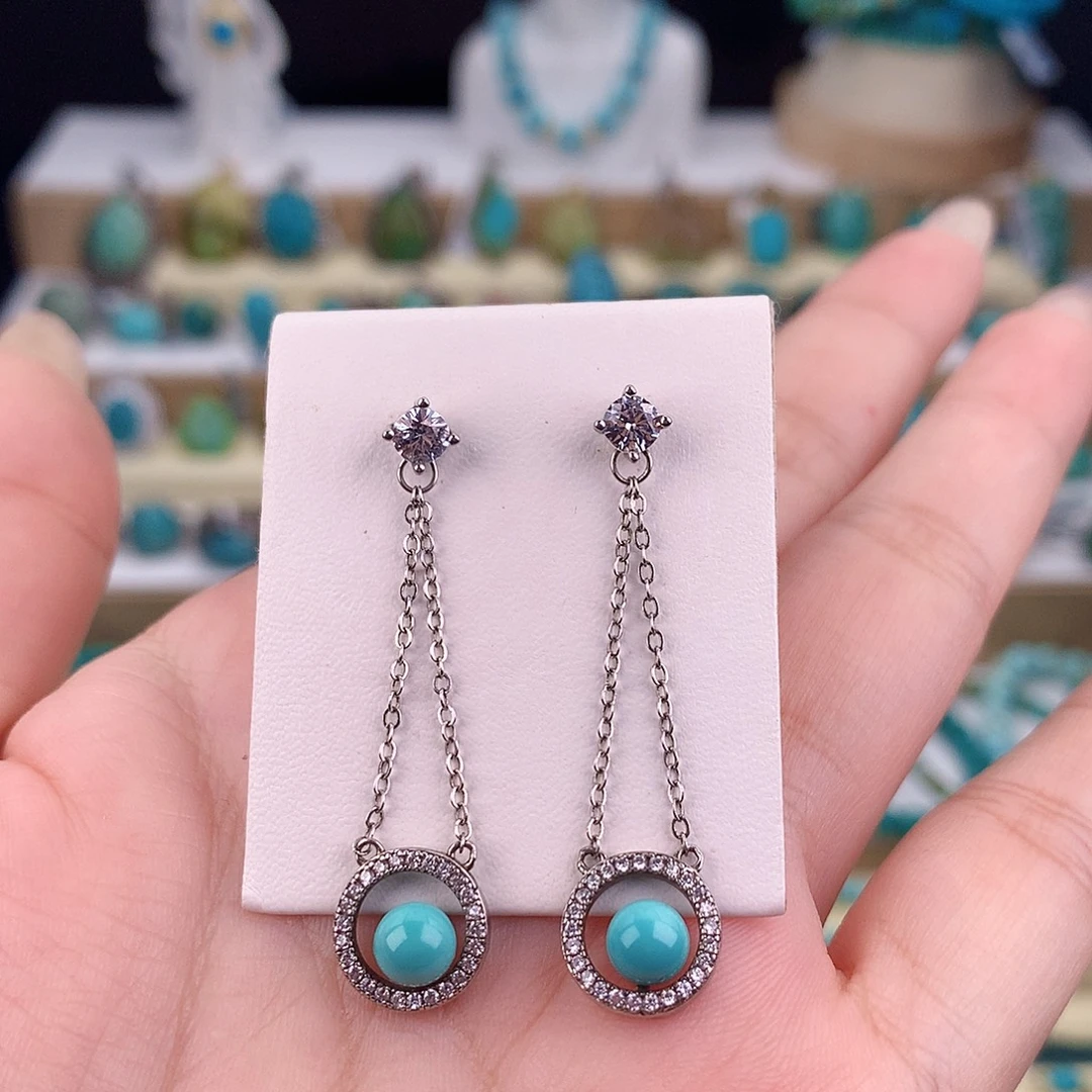 绿松石未镶嵌耳饰