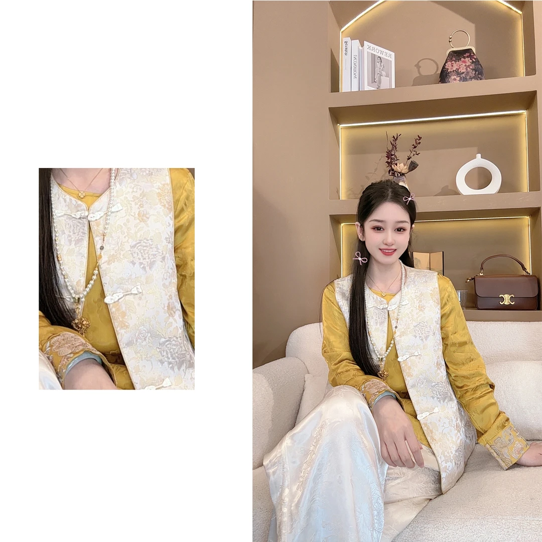 壹苒高定； 新中式国风设计师宋锦马甲   YC3918