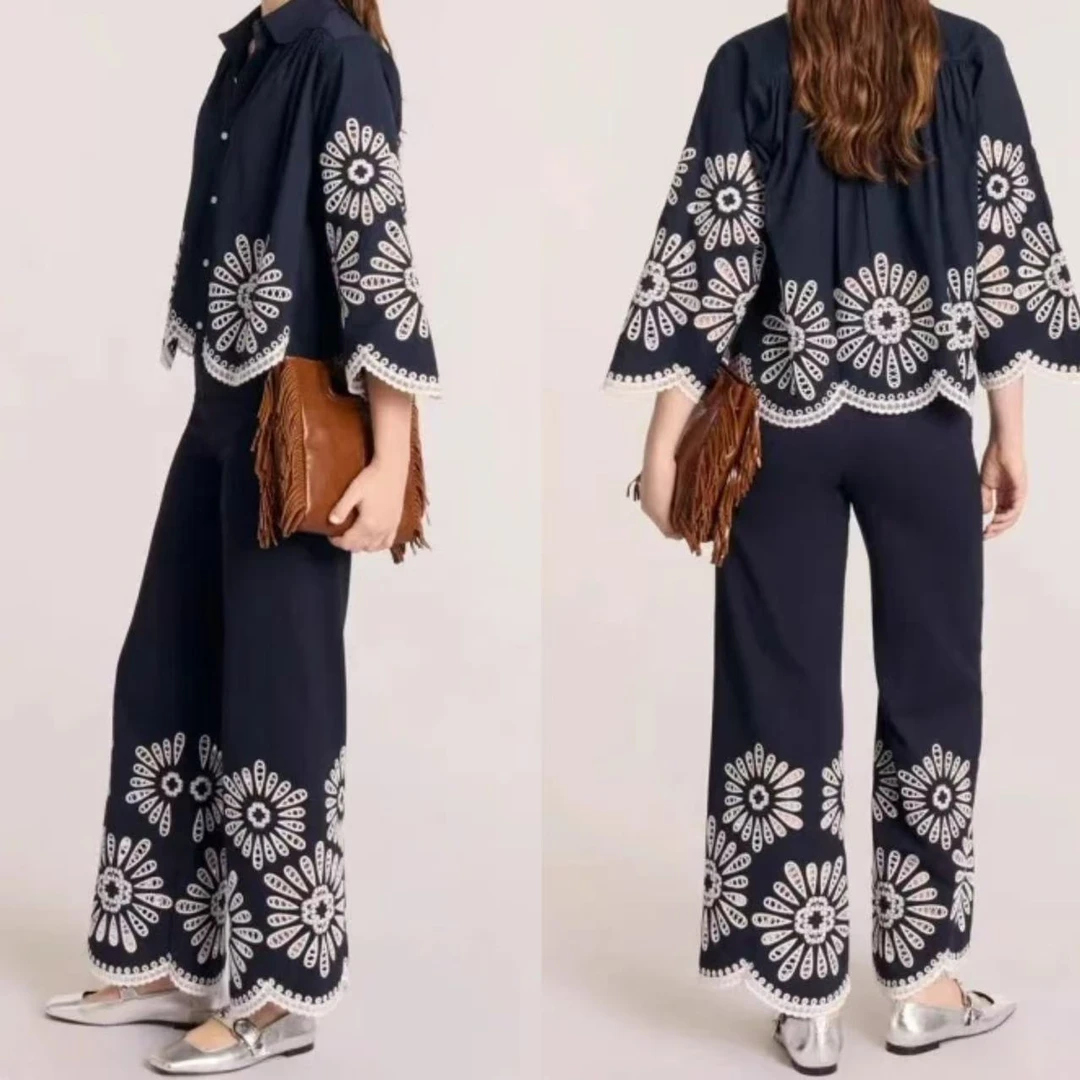 法单的浪漫！太好看了吧！波西米亚度假风上衣裤子套装！
