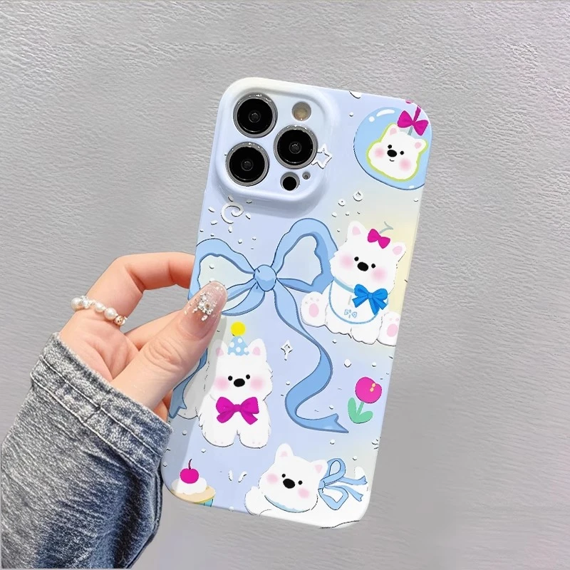 菲林软壳防摔蝴蝶结小狗适用苹果16华为reno14小米15vivox200 1加