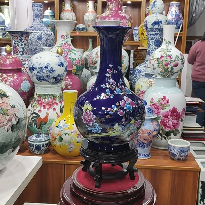 十***分瓷片景德镇陶瓷宝石兰花鸟瓶