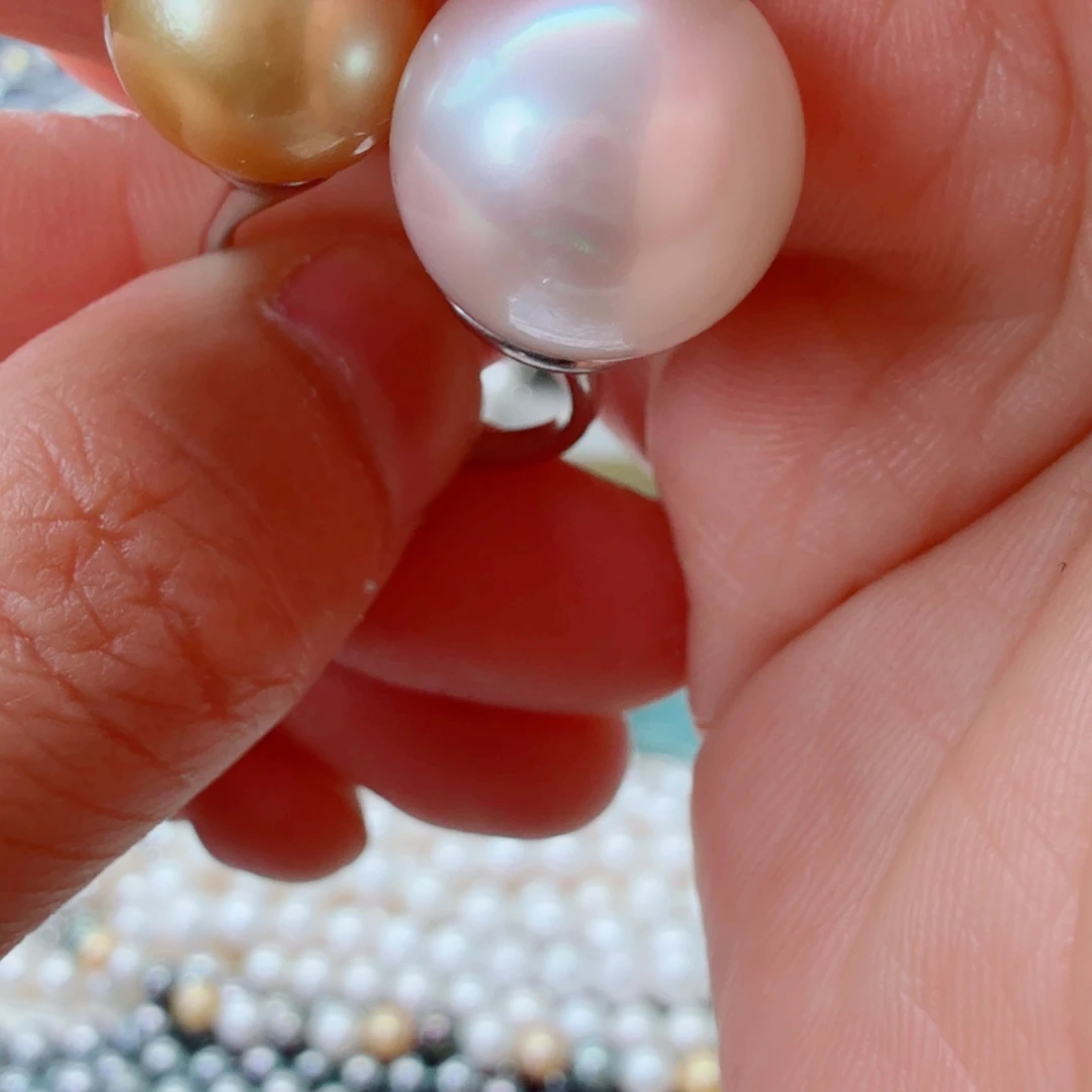 戒指银S925镶嵌海水珍珠12-14.7