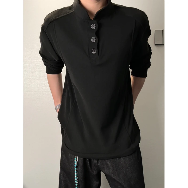 亨利领德绒打底衫男秋冬高级感内搭潮流痞帅男装上衣美式长袖t恤