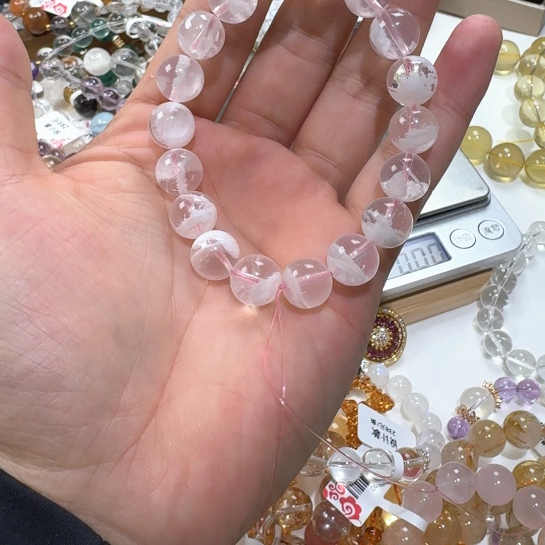 手链未镶嵌水晶11mm粉雪花