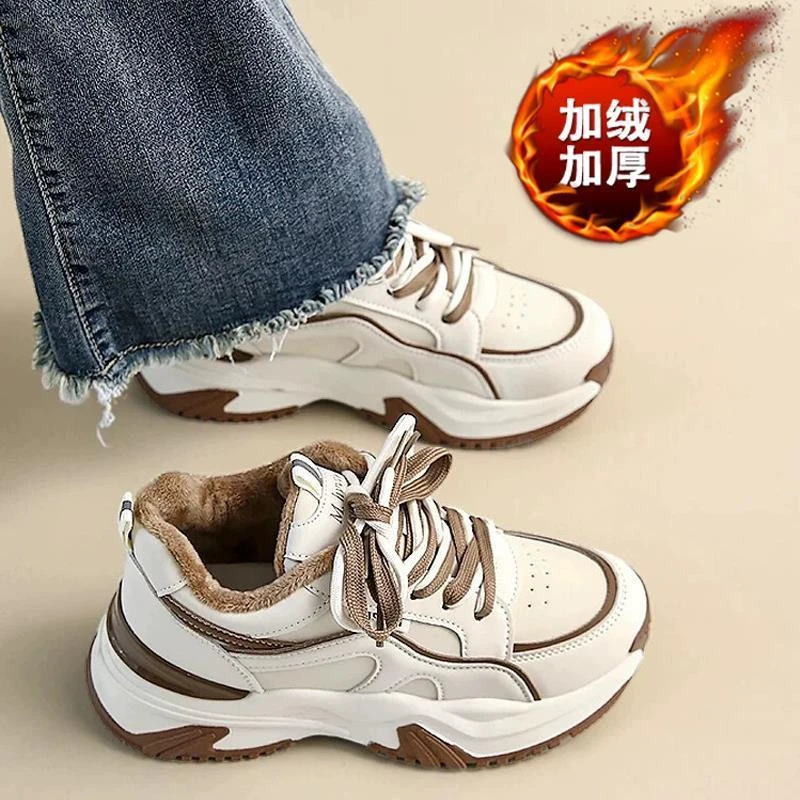 莆田加绒女鞋老爹鞋女冬季2025新款厚底运动休闲保暖女士棉鞋