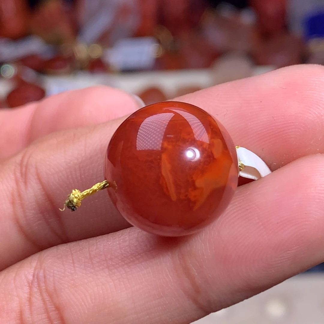 南红玛瑙未镶嵌珠宝半成品火焰单珠16.7