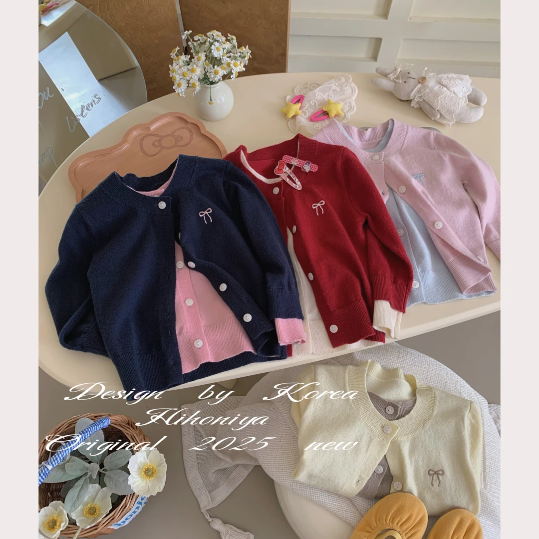 xian【氧气蝴蝶】二Hihoniya~2025春季亲子假两件蝴蝶刺绣韩版开衫