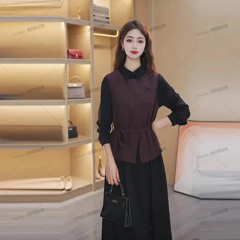 nuobeiyin/诺贝因秋季新款连衣裙时尚马甲两件套装裙 NNBY660841