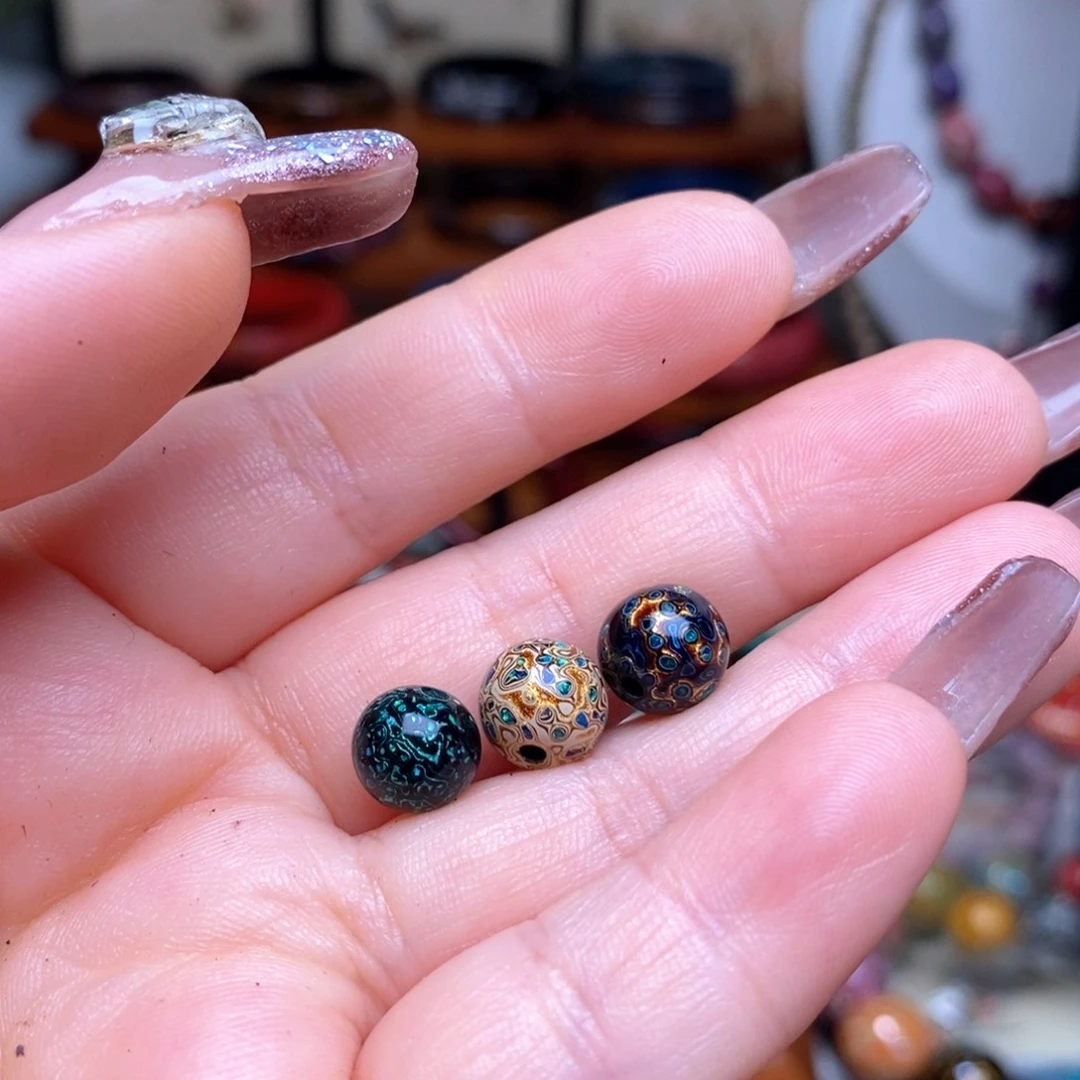 泰****?大漆珠8mm犀皮纹精品