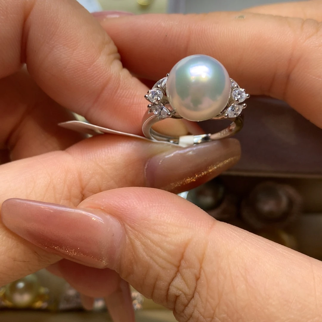 银S925镶嵌戒指海水珍珠