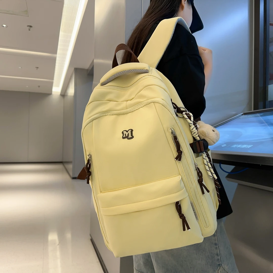 韩系高级感小众双肩包女初高中学生轻量化书包大学生电脑背包