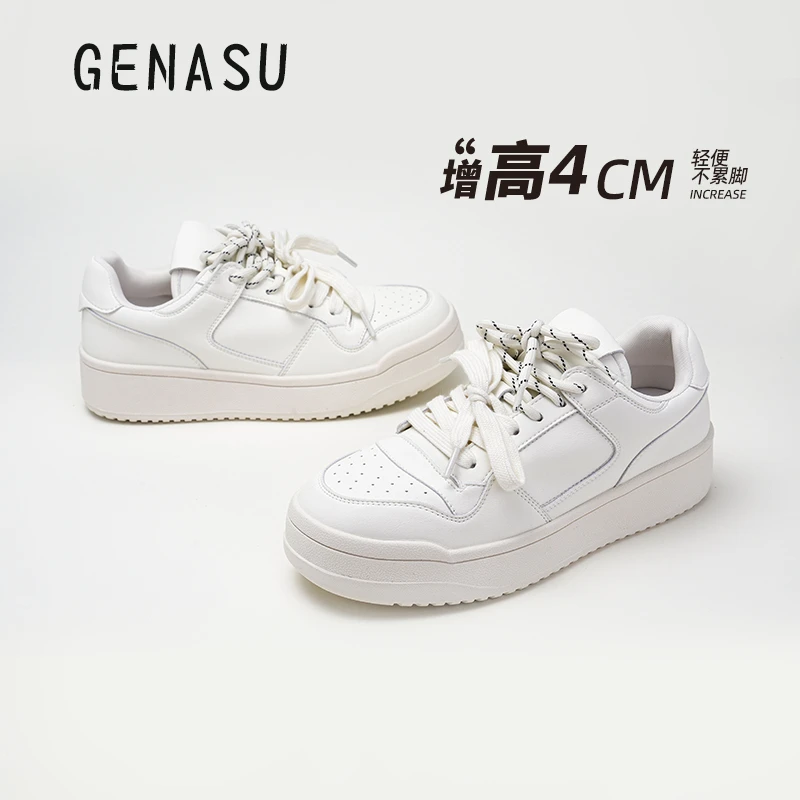 真皮厚底小白鞋女2025春新款韩版圆头软底轻便板鞋百搭运动休闲鞋