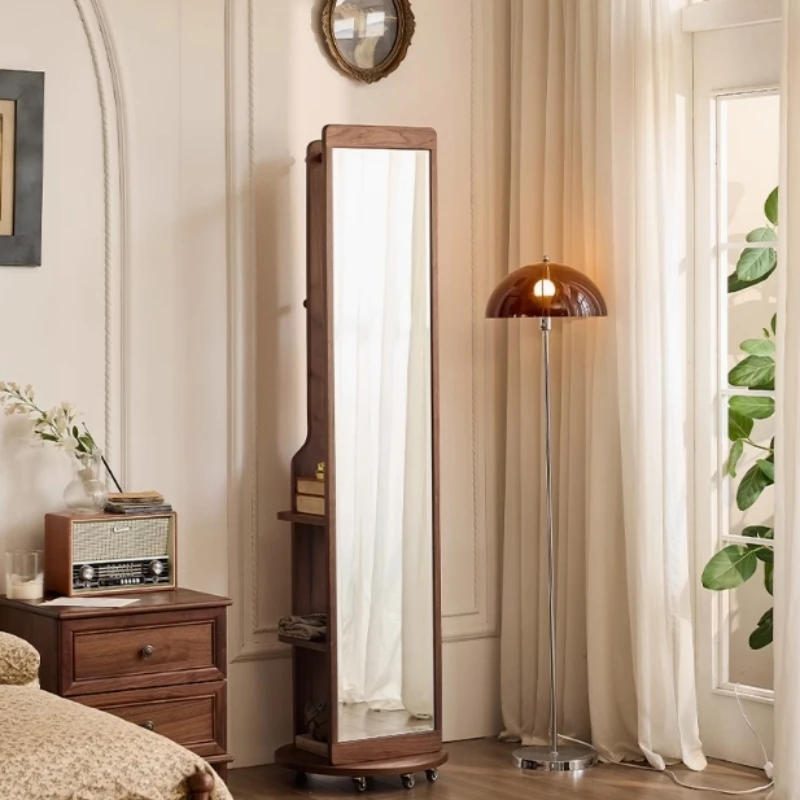 尚可优北美黑胡桃木实木全身镜挂衣架