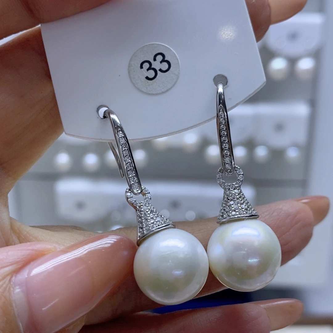 淡水珍珠耳饰银S925镶嵌