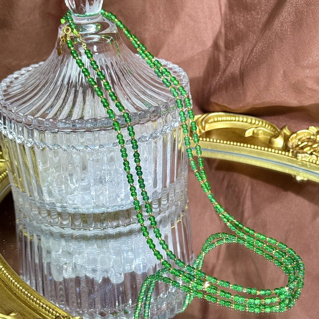 【YL2】18k金翡翠DIY项链-约3mm（多样性发其一）