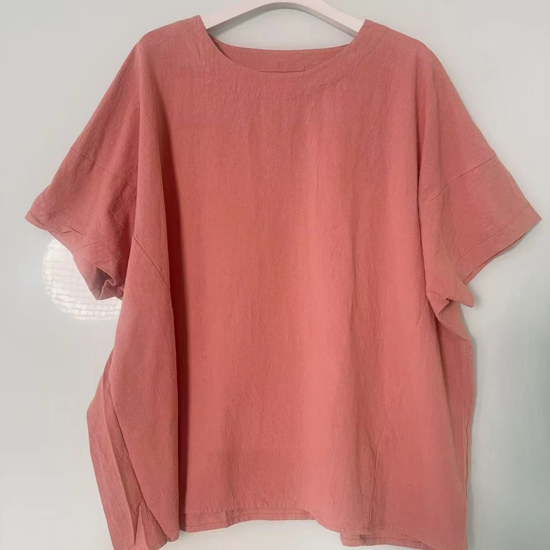 【沐木流浪记】粉色皱皱纹圆领短袖计划z