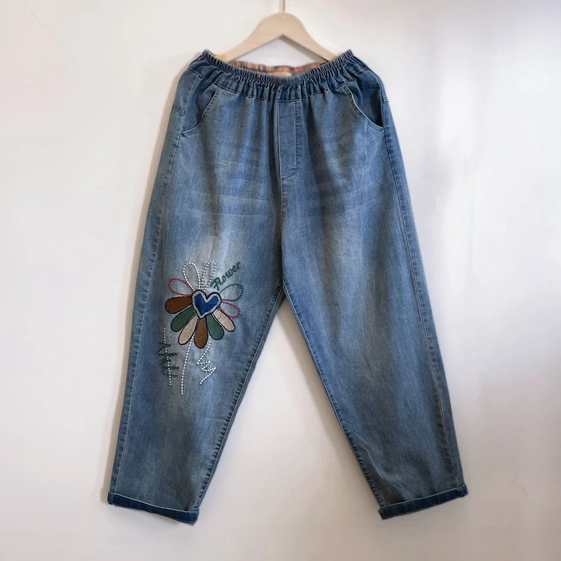 年轻中年妈妈装弹力显瘦遮肉夏季休闲百搭牛仔裤2025新款YX105755