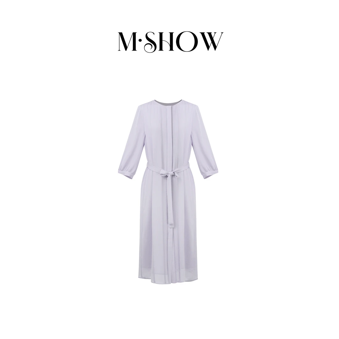 【鬼绉真丝】100%桑蚕丝23姆米鬼绉打条女士真丝连衣裙5133L