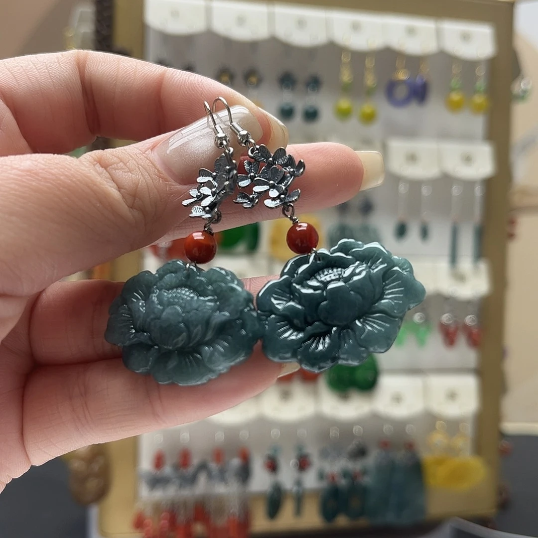 翡翠未镶嵌耳饰y1