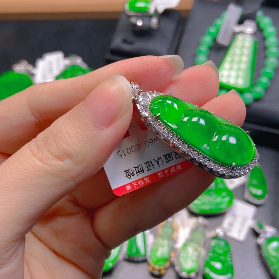 翡翠银S925镶嵌吊坠(不含链)