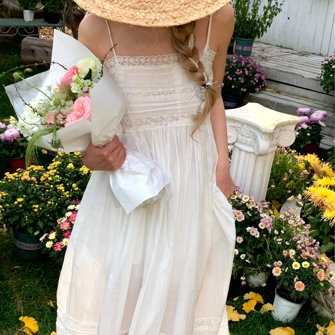 sewingdiary原创手工缝纫公主出逃吊带蕾丝连衣裙