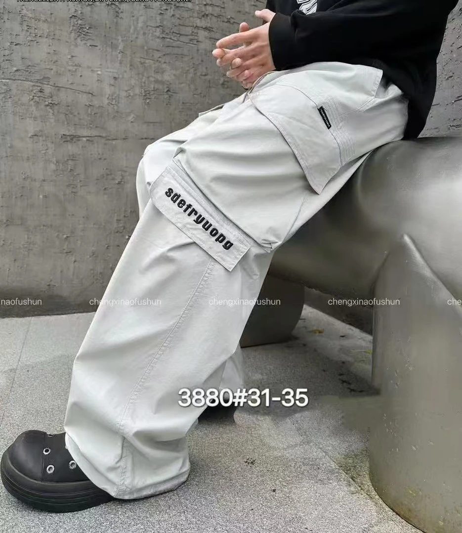 【3880-灰色】青少年潮牌工装裤