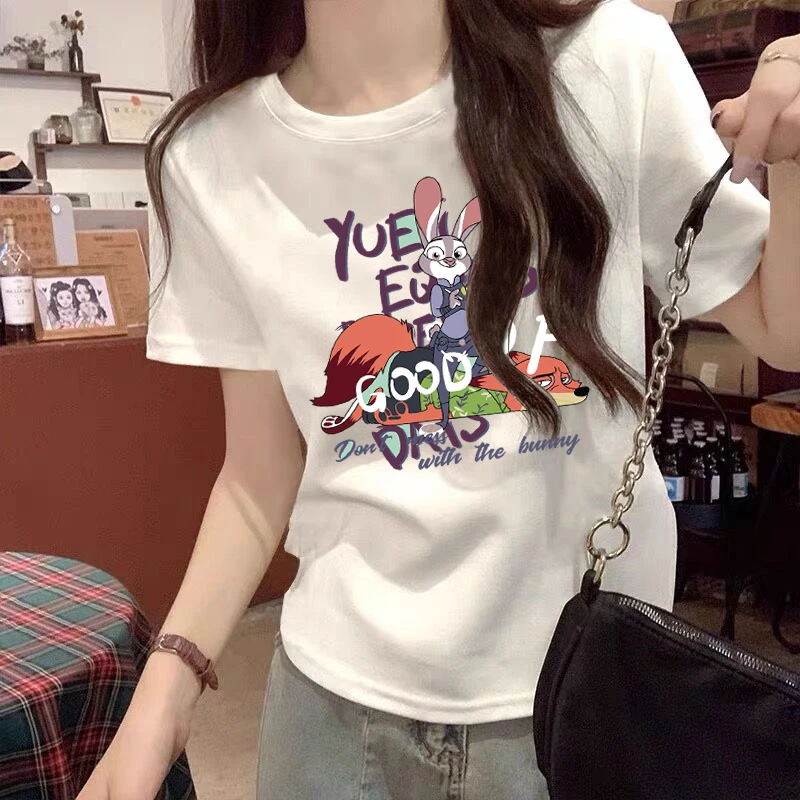 正肩圆领短袖T恤女薄款夏季韩版潮宽松半袖女士体恤上衣百搭减龄