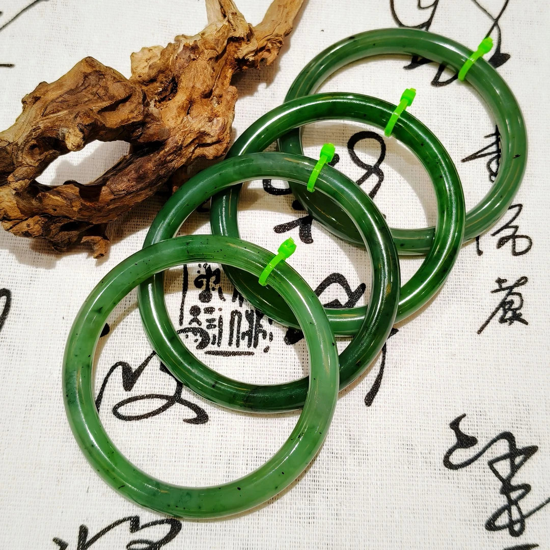 【矿姐珠宝】8237绿标和田碧玉圆条手镯多样性发货拍一发一58-62